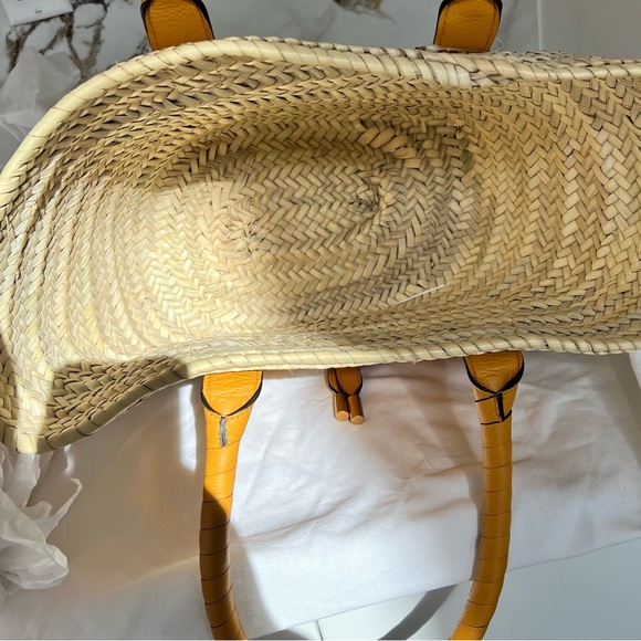 Chloe Marcie Medium Raffia Basket Tote Beach Bag Sunflower 🌻 Yellow - Picture 8 of 15